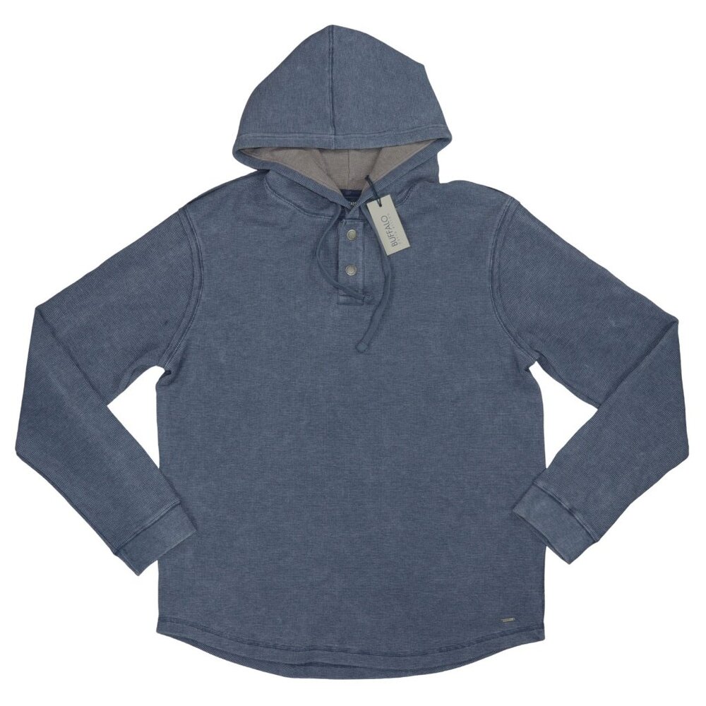 Buffalo David Bitton Waffle Knit Drawstring Hooded Men's Pullover Sweatshirt NWT
